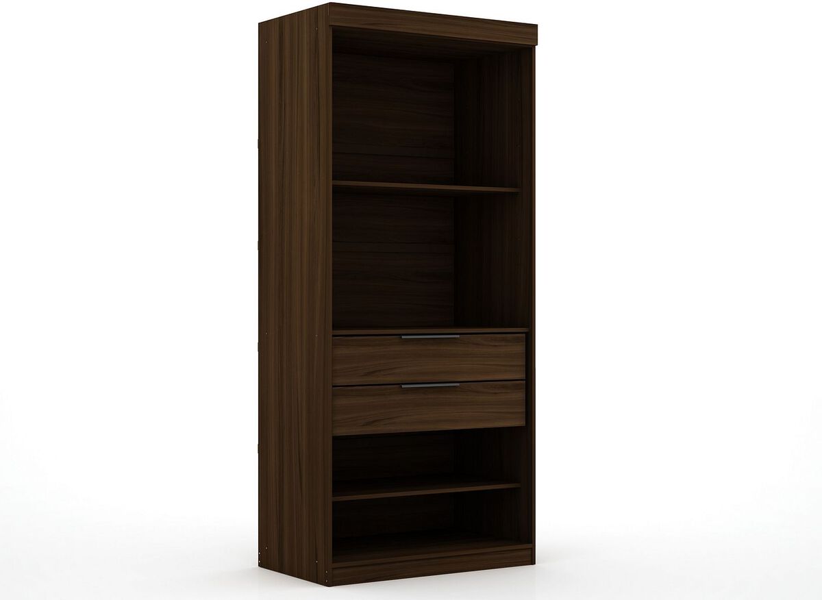 Manhattan Comfort Cabinets & Wardrobes - Mulberry 2 Sectional Modern Wardrobe Closet with 4 Drawers - Set of 2 in Brown