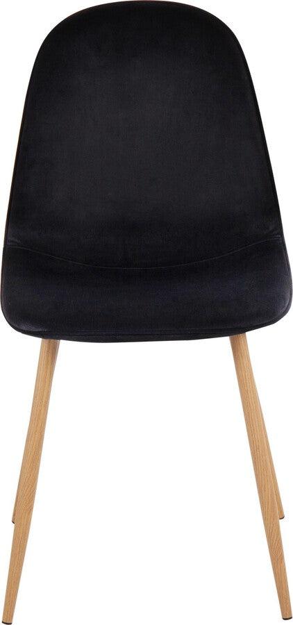 Lumisource Accent Chairs - Pebble Contemporary Chair In Natural Wood Metal & Black Velvet (Set of 2)