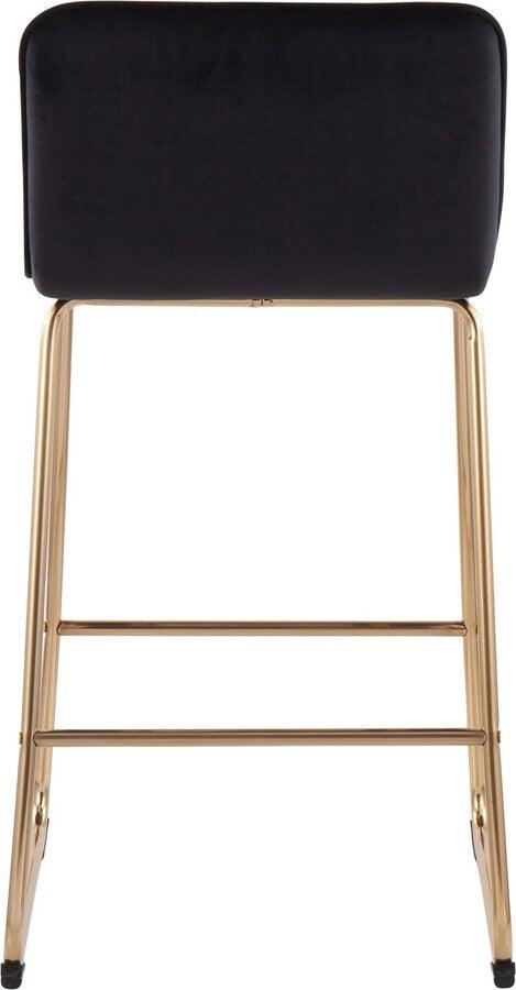 Lumisource Barstools - Casper Fixed-Height Contemporary Counter Stool in Gold Metal and Black Velvet - Set of 2