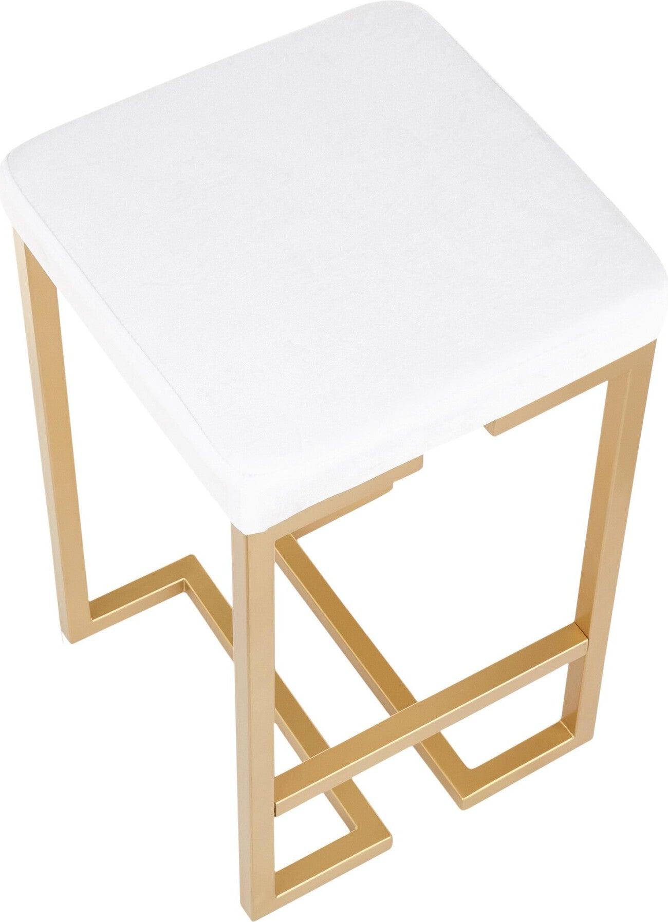 Lumisource Barstools - Midas Counter Stool (Set of 2) Gold & White Velvet