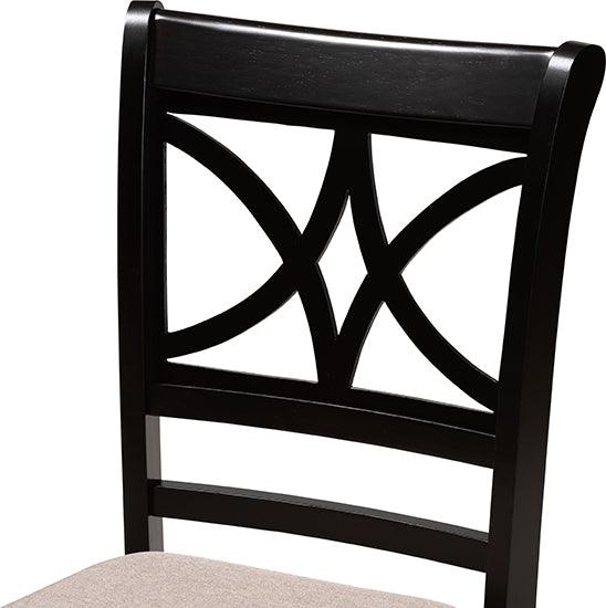 Wholesale Interiors Dining Chairs - Clarke Contemporary Sand Fabric and Brown Finished Wood 4-Piece Dining Chair Set