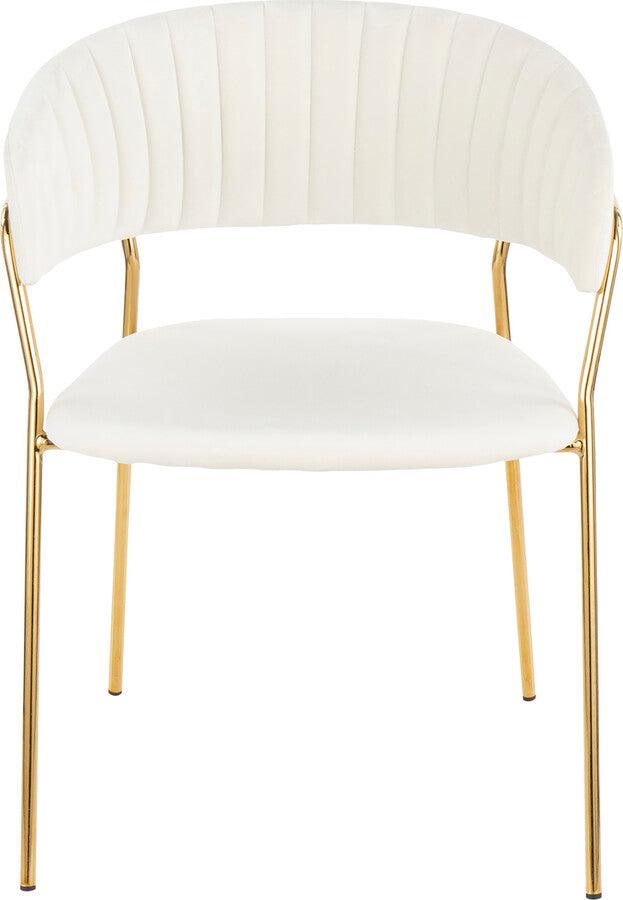 Lumisource Dining Chairs - Tania Contemporary-Glam Chair in Gold Metal with White Velvet - Set of 2