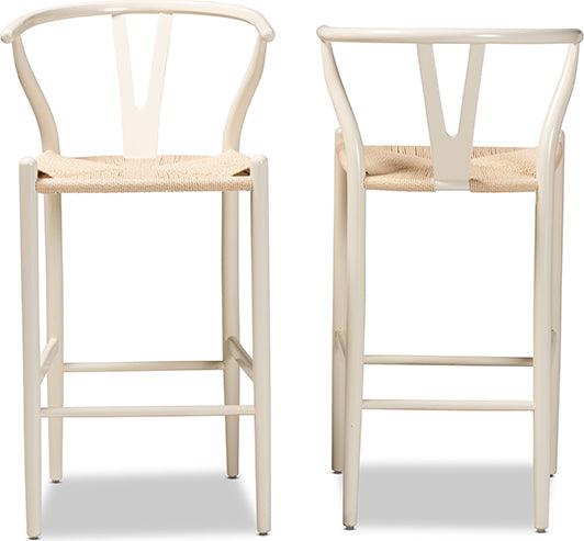 Wholesale Interiors Barstools - Paxton White Finished Wood 2-Piece Bar Stool Set