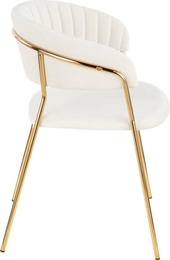 Lumisource Dining Chairs - Tania Contemporary-Glam Chair in Gold Metal with White Velvet - Set of 2