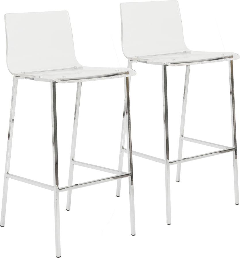Euro Style Barstools - Chloe Bar Stool in Clear Acrylic with Brushed Aluminum Legs - Set of 2