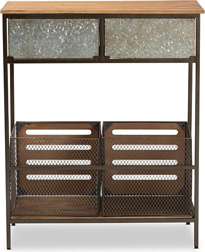 Wholesale Interiors Kitchen Storage & Organization - Abram Oak & Black Metal 2-Drawer Kitchen Storage Cabinet