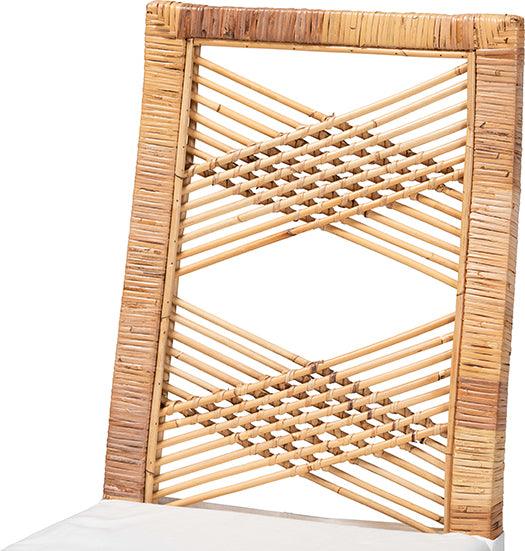 Wholesale Interiors Dining Chairs - Poltak Modern Bohemian Natural Brown Rattan 2-Piece Dining Chair Set