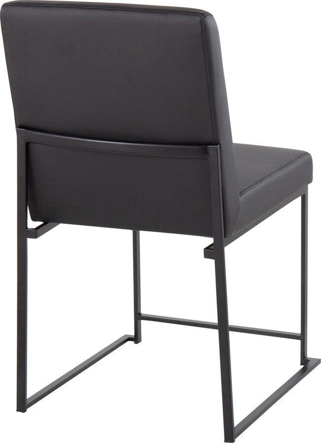 Lumisource Dining Chairs - High Back Fuji Contemporary Dining Chair In Black Steel & Black Faux Leather (Set of 2)