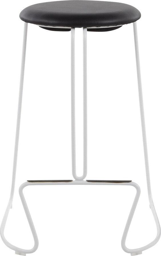 Lumisource Barstools - Finn Contemporary Counter Stool in White Steel and Black Faux Leather - Set of 2