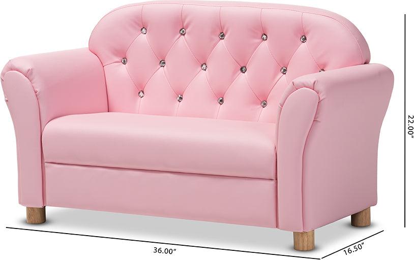 Wholesale Interiors Loveseats - Gemma Modern and Contemporary Pink Faux Leather 2-Seater Kids Loveseat
