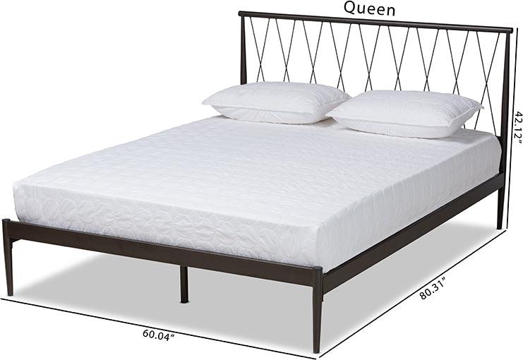 Wholesale Interiors Beds - Nano Modern and Contemporary Black Finished Metal Queen Size Platform Bed