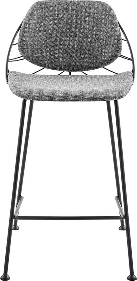 Euro Style Barstools - Linnea-C Counter Stool in Light Gray Fabric with Matte Black Frame and Legs - Set Of 2