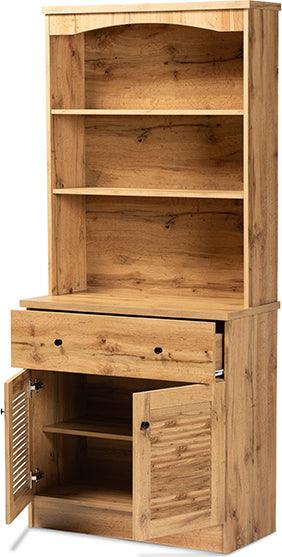 Wholesale Interiors Kitchen Storage & Organization - Agni Oak Brown Finished Wood Buffet and Hutch Kitchen Cabinet