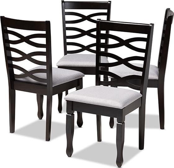 Wholesale Interiors Dining Chairs - Lanier Gray Fabric Upholstered Espresso Brown Finished Wood Dining Chair Set Of 4