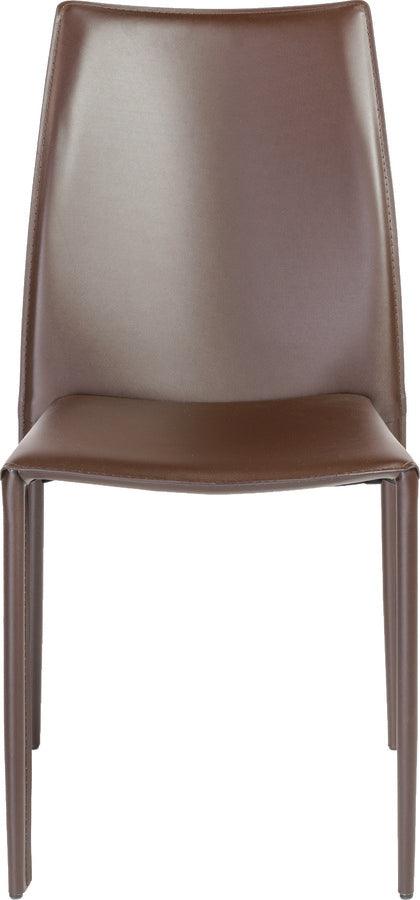 Euro Style Dining Chairs - Dalia Stacking Side Chair in Brown - Set of 2
