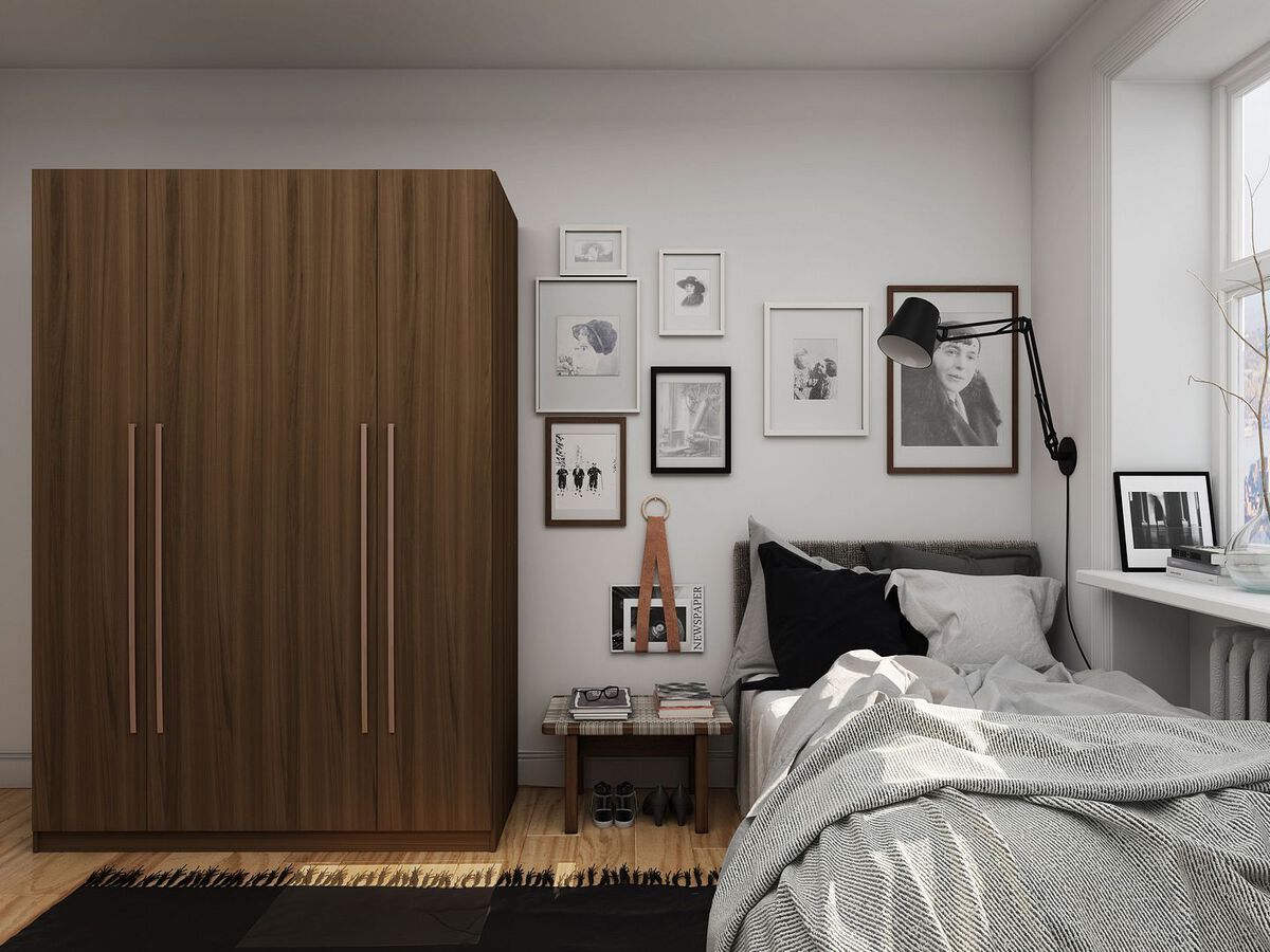 Manhattan Comfort Cabinets & Wardrobes - Gramercy Modern 2-Section Freestanding Wardrobe Armoire Closet in Brown