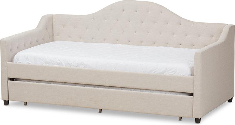 Wholesale Interiors Daybeds - Perry Modern and Contemporary Light Beige Fabric Daybed with Trundle