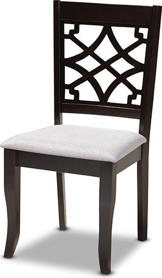 Wholesale Interiors Dining Chairs - Mael Grey Fabric Upholstered Espresso Brown Finished Wood Dining Chair Set Of 4