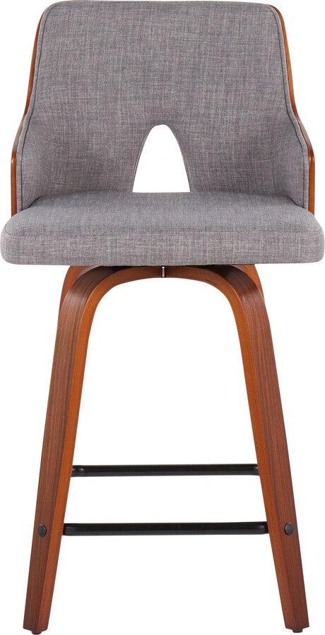 Lumisource Barstools - Stella Counter Stool In Walnut & Light Grey Fabric (Set of 2)