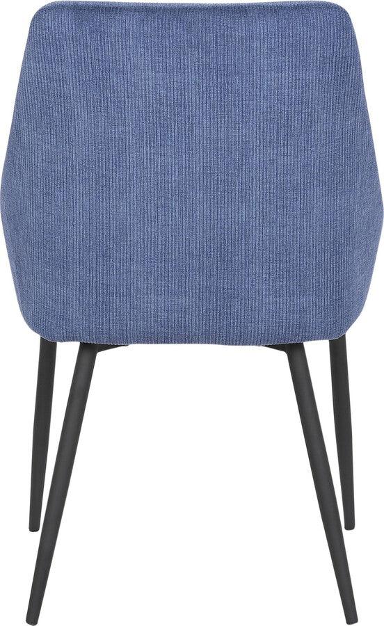 Lumisource Dining Chairs - Diana Contemporary Chair in Black Metal and Blue Corduroy Fabric - Set of 2