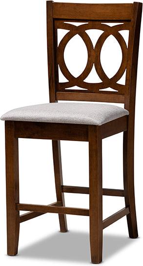 Wholesale Interiors Dining Sets - Lenoir Grey Fabric Upholstered Walnut Brown Finished 5-Piece Wood Pub Set