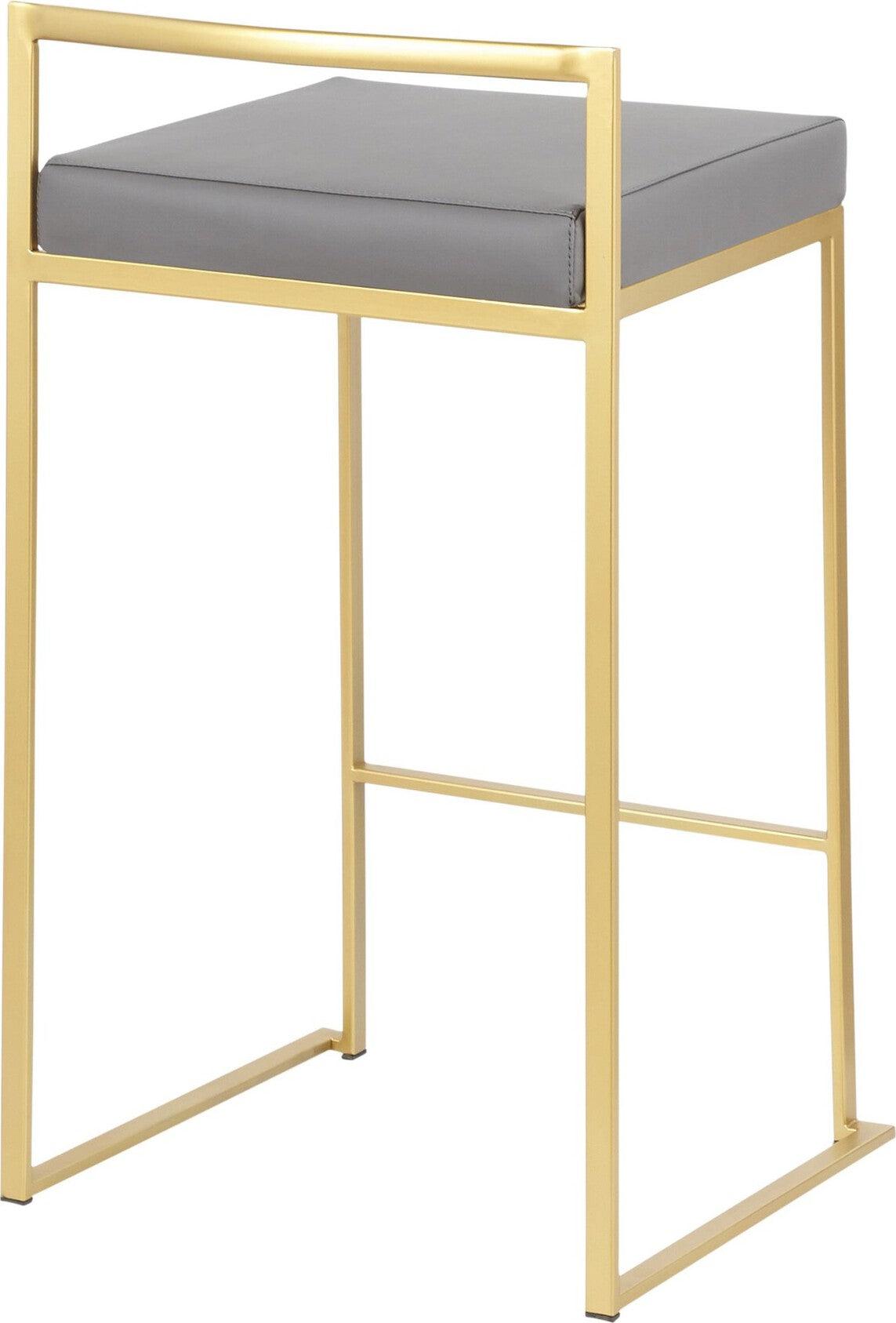 Lumisource Barstools - Fuji Stacker Counter Stool Gold & Gray (Set of 2)