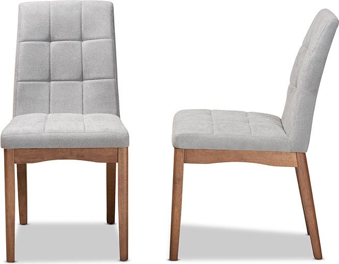 Wholesale Interiors Dining Chairs - Tara Mid-Century Modern Grey Fabric and Brown Wood 2-Piece Dining Chair Set