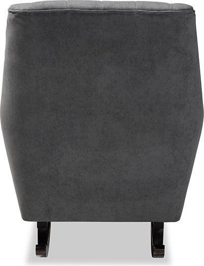 Wholesale Interiors Rocking Chairs - Elisa Modern and Contemporary Grey Fabric and Dark Brown Wood Rocking Chair