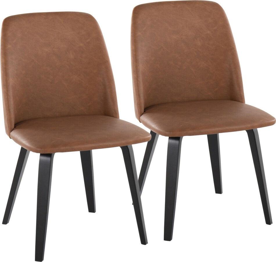 Lumisource Dining Chairs - Toriano Contemporary Dining Chair In Black Wood & Camel Faux Leather (Set of 2)