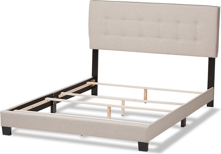 Wholesale Interiors Beds - Audrey Modern And Contemporary Light Beige Fabric Upholstered King Size Bed