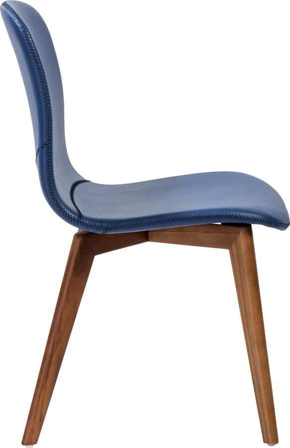 Euro Style Dining Chairs - Mai Side Chair Blue & Walnut (Set of 2)