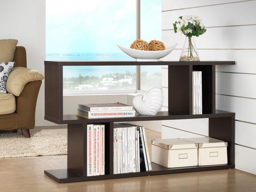 Wholesale Interiors Bookcases & Display Units - Goodwin 2-Level Dark Brown Modern Bookshelf