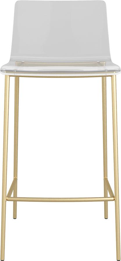Euro Style Barstools - Cilla Counter Stool in Clear with Matte Brushed Gold Legs - Set of 2
