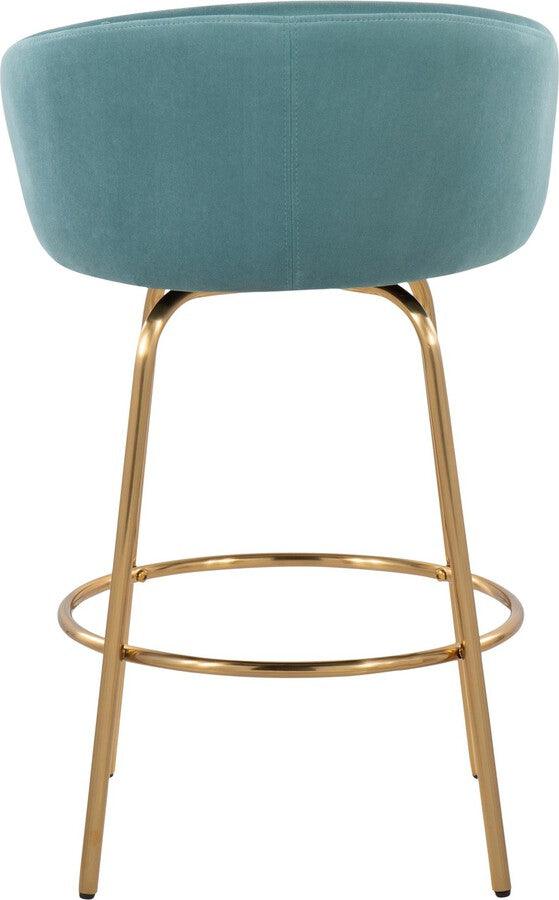 Lumisource Barstools - Claire /Glam Counter Stool In Gold Steel & Light Blue Velvet With (Set of 2)