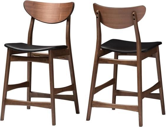Wholesale Interiors Barstools - Latina Counter Stool Walnut & Black (Set of 2)
