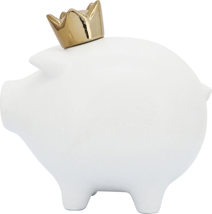 Sagebrook Home Decorative Objects - Ceramic 8" Pig With Crown White