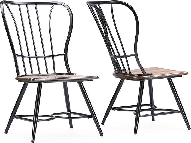 Wholesale Interiors Dining Chairs - Longford "Dark-Walnut" Wood And Black Metal Vintage Industrial Dining Chair (Set Of 2)