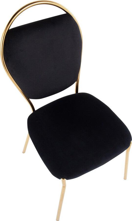 Lumisource Dining Chairs - Keyhole Contemporary/Glam Dining Chair In Gold Metal & Black Velvet (Set of 2)