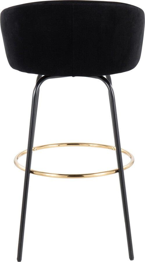 Lumisource Barstools - Claire /Glam Barstool In Black Metal & Black Velvet With Gold Metal Footrest (Set of 2)