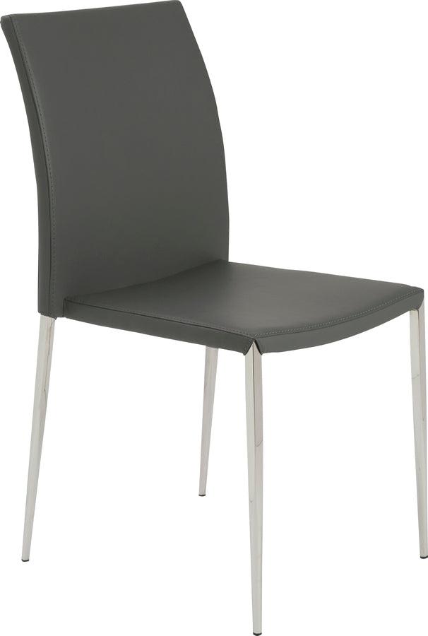 Euro Style Dining Chairs - Diana Stacking Side Chair in Gray with Polished Stainless Steel Legs - Set of 2