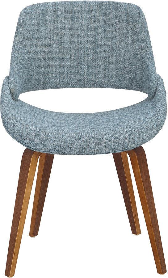 Lumisource Dining Chairs - Fabrico Mid-Century Modern Dining/Accent Chair in Walnut and Blue Noise Fabric - Set of 2