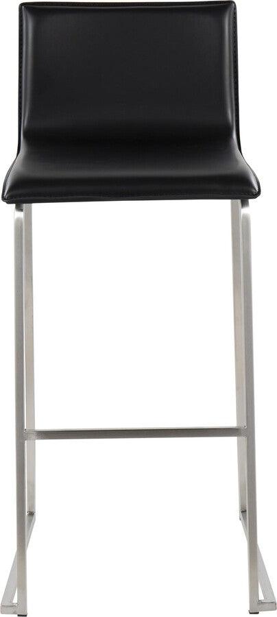Lumisource Barstools - Mara Barstool In Stainless Steel & Black Faux Leather (Set of 2)