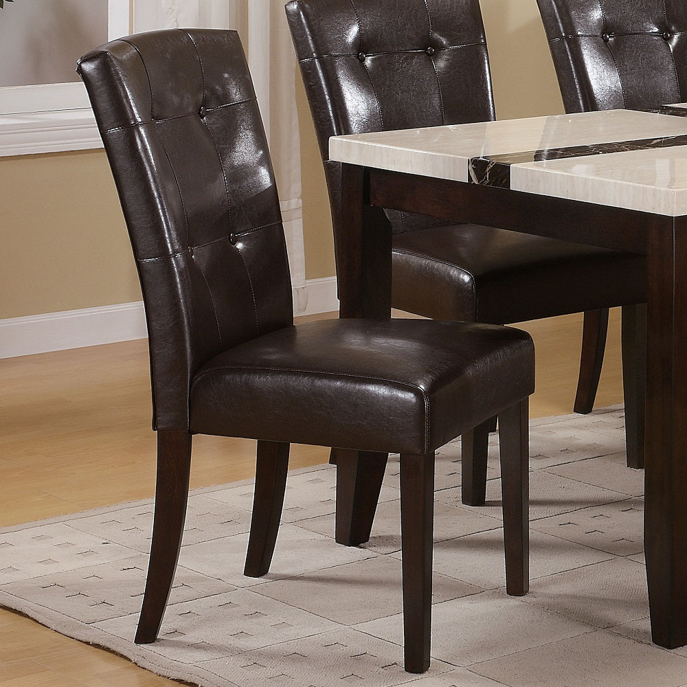 ACME Dining Chairs - ACME Danville Side Chair (Set-2), Espresso PU & Walnut