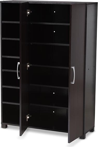 Wholesale Interiors Shoe Storage - Marine Wenge And Black Finished 2-Door Wood Entryway Shoe Storage Cabinet With Open Shelves