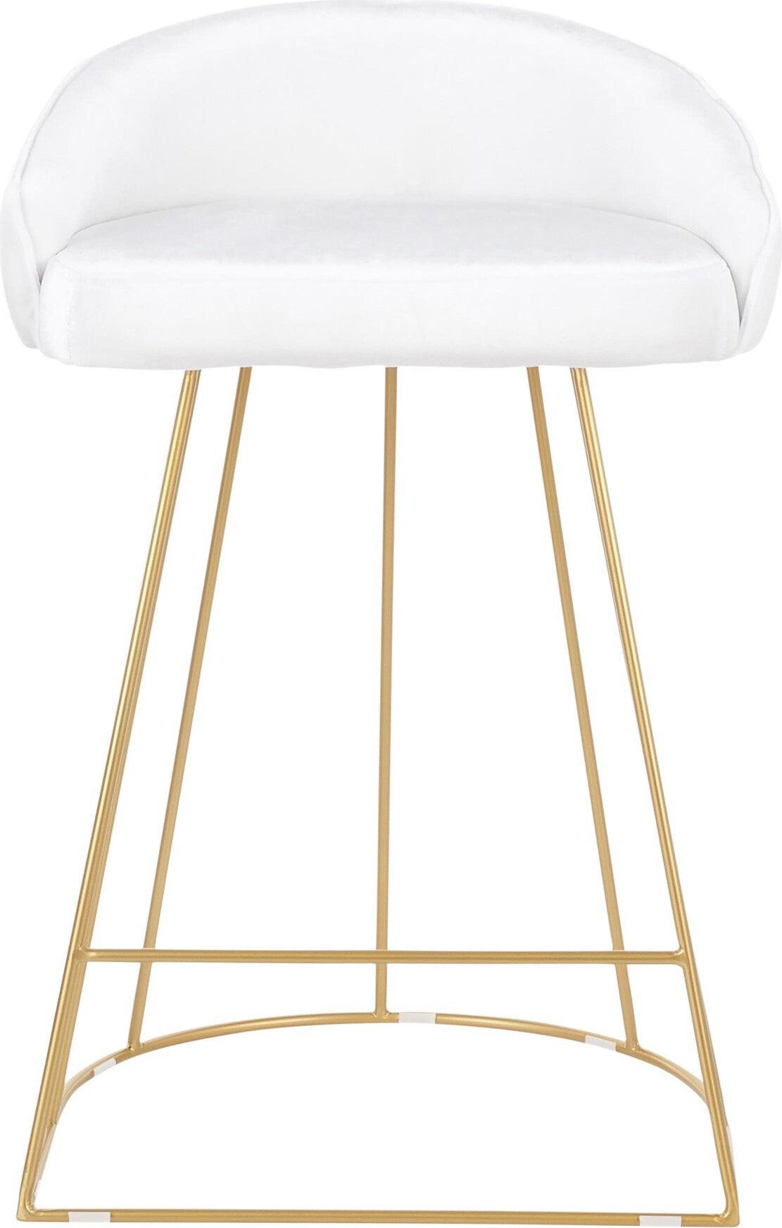 Lumisource Barstools - Canary Counter Stool (Set of 2) Gold & White Velvet