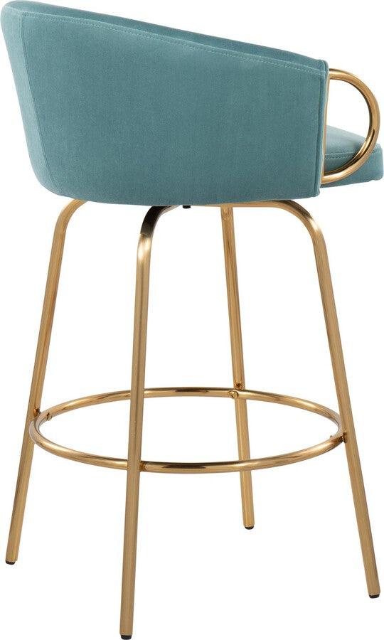 Lumisource Barstools - Claire /Glam Counter Stool In Gold Steel & Light Blue Velvet With (Set of 2)