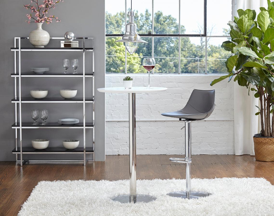 Euro Style Barstools - Rudy Adjustable Swivel Bar/Counter Stool in Gray with Brushed Stainless Steel Base