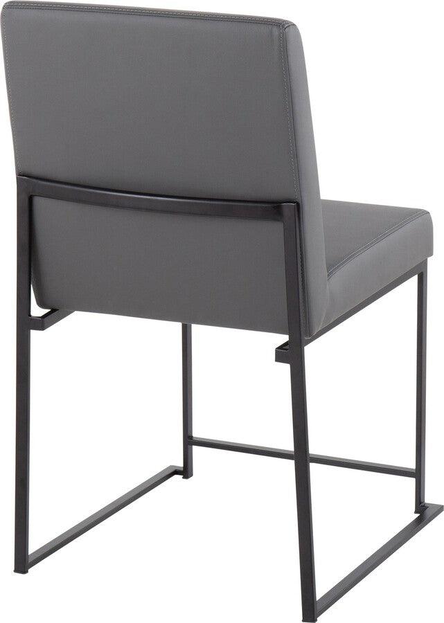 Lumisource Dining Chairs - High Back Fuji Contemporary Dining Chair In Black Steel & Grey Faux Leather (Set of 2)