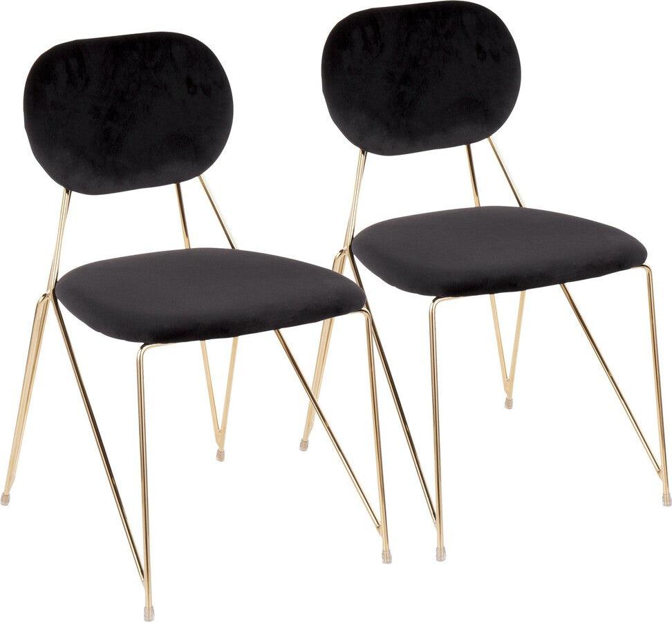 Lumisource Dining Chairs - Gwen Contemporary-Glam Chair in Gold Metal with Black Velvet - Set of 2