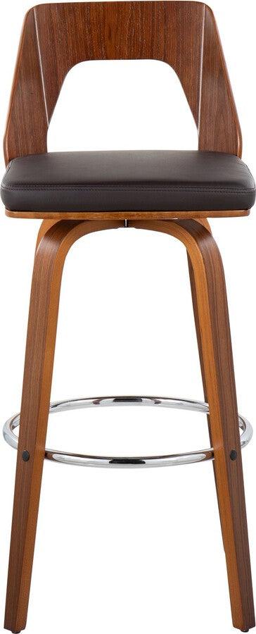 Lumisource Barstools - Trilogy Barstool In Walnut & Brown Faux Leather (Set of 2)